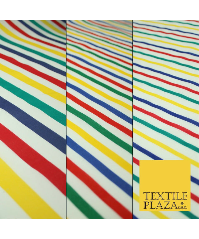 Multicolour Clown Striped Printed Poly Cotton Fabric Polycotton Dress Craft Mask