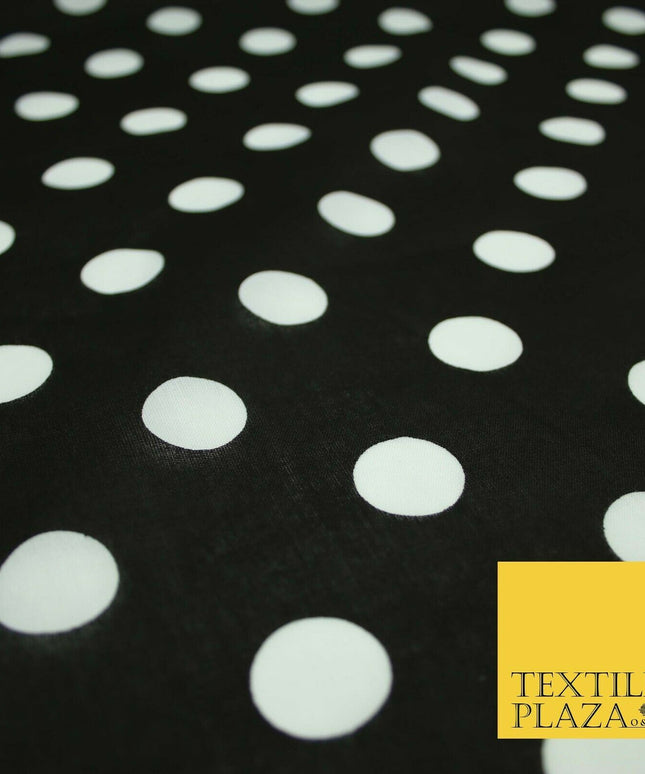 White 2cm Spotted Polka Dot Printed Poly Cotton Fabric Polycotton Face Mask