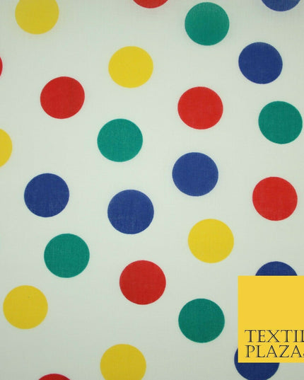 Multicolour Spotted Polka Pin Dot Printed Poly Cotton Fabric Polycotton Mask