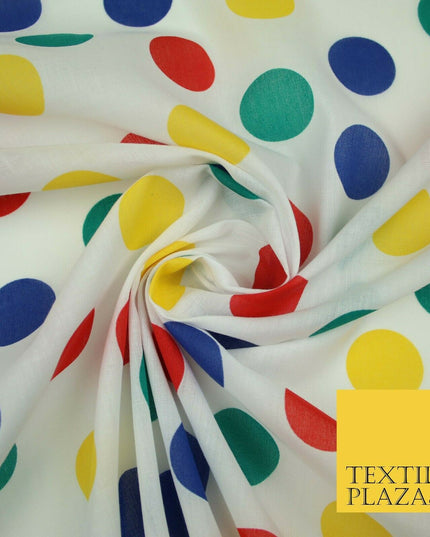 Multicolour Spotted Polka Pin Dot Printed Poly Cotton Fabric Polycotton Mask