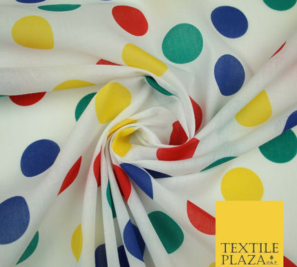 Multicolour Spotted Polka Pin Dot Printed Poly Cotton Fabric Polycotton Mask