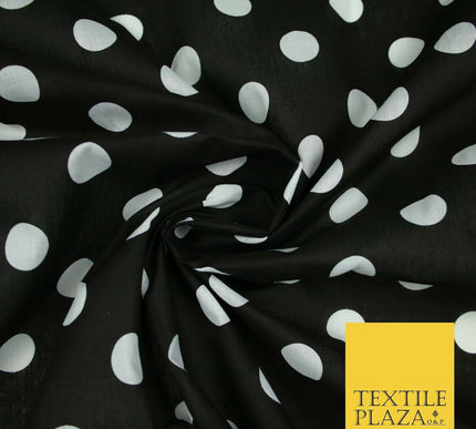 White 2cm Spotted Polka Dot Printed Poly Cotton Fabric Polycotton Face Mask