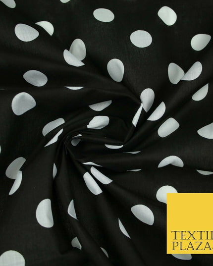 White 2cm Spotted Polka Dot Printed Poly Cotton Fabric Polycotton Face Mask