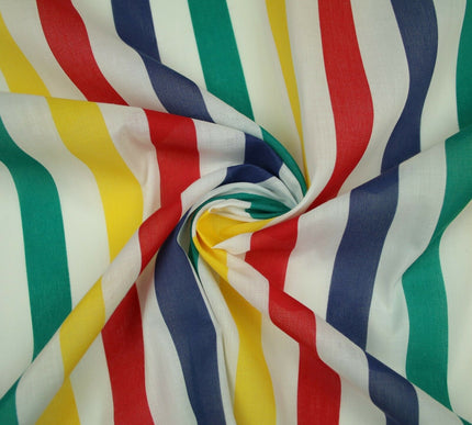 Multicolour Clown Striped Printed Poly Cotton Fabric Polycotton Dress Craft Mask