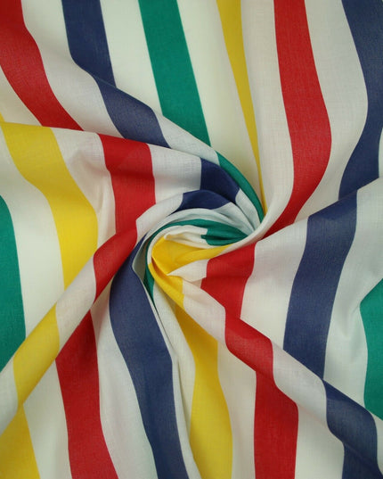 Multicolour Clown Striped Printed Poly Cotton Fabric Polycotton Dress Craft Mask