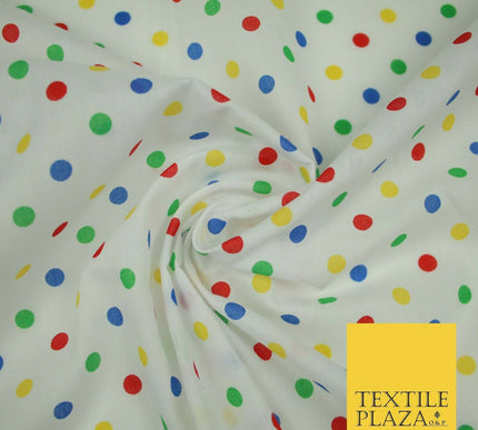Multicolour Spotted Polka Pin Dot Printed Poly Cotton Fabric Polycotton Mask