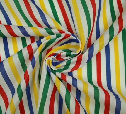 Multicolour Clown Striped Printed Poly Cotton Fabric Polycotton Dress Craft Mask