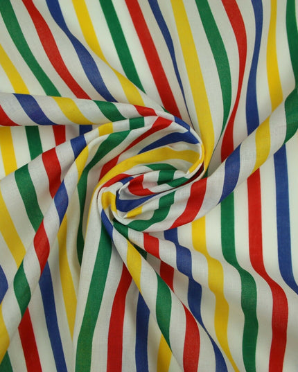 Multicolour Clown Striped Printed Poly Cotton Fabric Polycotton Dress Craft Mask