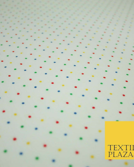 Multicolour Spotted Polka Pin Dot Printed Poly Cotton Fabric Polycotton Mask