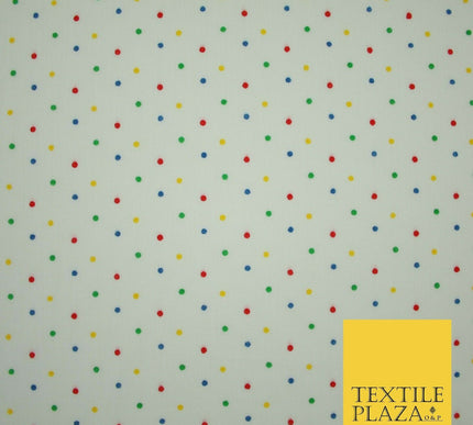 Multicolour Spotted Polka Pin Dot Printed Poly Cotton Fabric Polycotton Mask