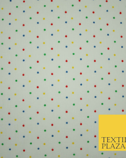 Multicolour Spotted Polka Pin Dot Printed Poly Cotton Fabric Polycotton Mask