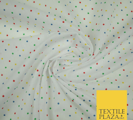 Multicolour Spotted Polka Pin Dot Printed Poly Cotton Fabric Polycotton Mask