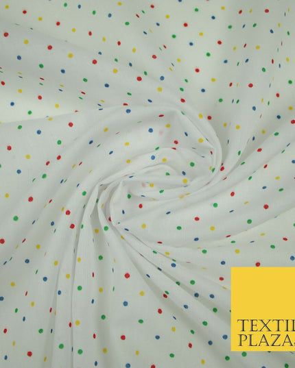 Multicolour Spotted Polka Pin Dot Printed Poly Cotton Fabric Polycotton Mask