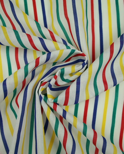 Multicolour Clown Striped Printed Poly Cotton Fabric Polycotton Dress Craft Mask