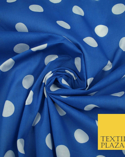 White 2cm Spotted Polka Dot Printed Poly Cotton Fabric Polycotton Face Mask