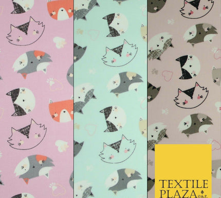 Pussycats Hearts Paws Printed 100% Cotton Poplin Fabric Craft Face Masks Dress