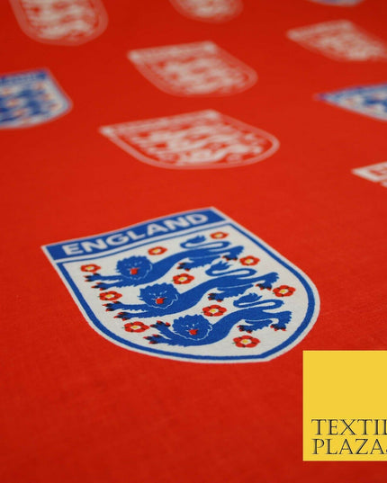 Red England Three Lions Football Emblem Badge 100% COTTON Print Fabric Masks 68"
