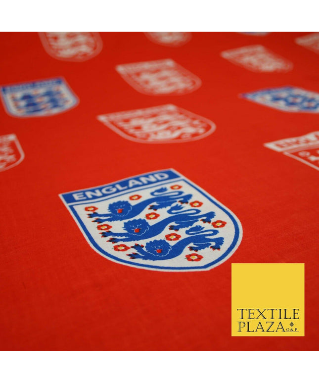 Red England Three Lions Football Emblem Badge 100% COTTON Print Fabric Masks 68"