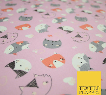 Pussycats Hearts Paws Printed 100% Cotton Poplin Fabric Craft Face Masks Dress