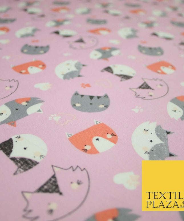Pussycats Hearts Paws Printed 100% Cotton Poplin Fabric Craft Face Masks Dress