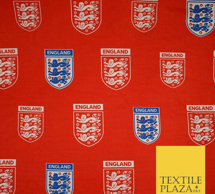 Red England Three Lions Football Emblem Badge 100% COTTON Print Fabric Masks 68"