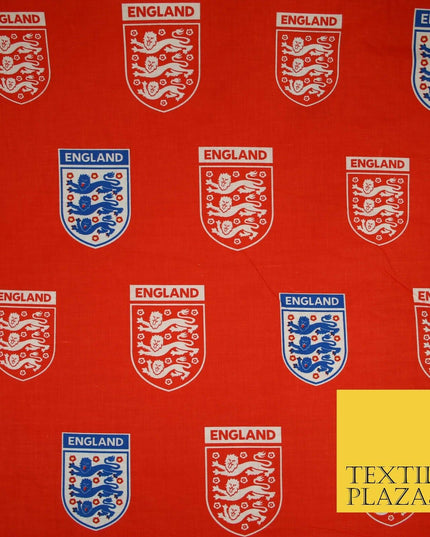 Red England Three Lions Football Emblem Badge 100% COTTON Print Fabric Masks 68"