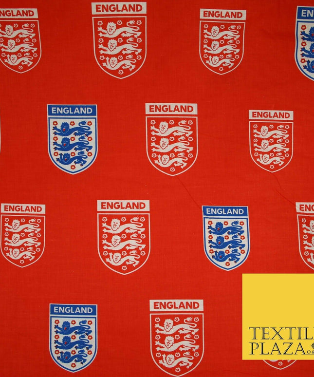 Red England Three Lions Football Emblem Badge 100% COTTON Print Fabric Masks 68"