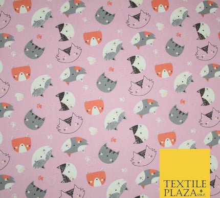 Pussycats Hearts Paws Printed 100% Cotton Poplin Fabric Craft Face Masks Dress