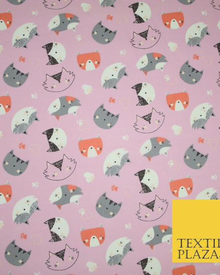 Pussycats Hearts Paws Printed 100% Cotton Poplin Fabric Craft Face Masks Dress