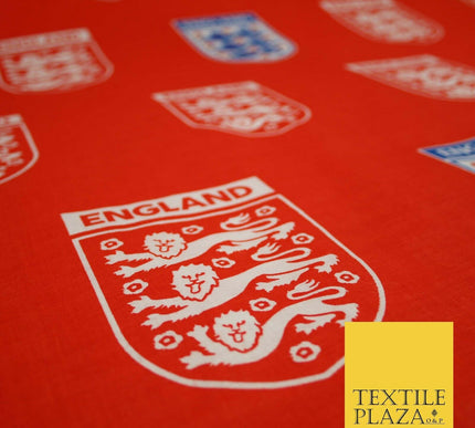 Red England Three Lions Football Emblem Badge 100% COTTON Print Fabric Masks 68"