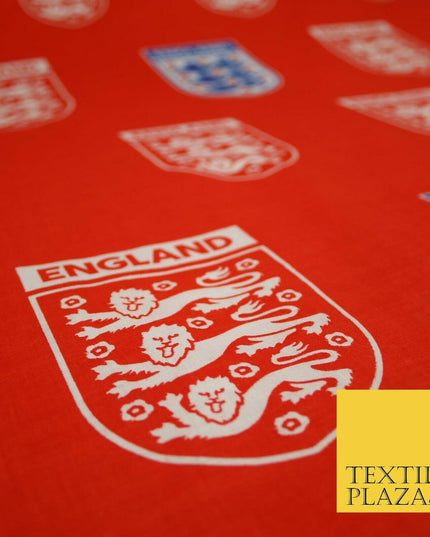 Red England Three Lions Football Emblem Badge 100% COTTON Print Fabric Masks 68"