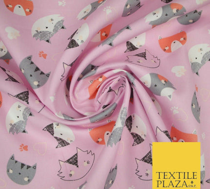 Pussycats Hearts Paws Printed 100% Cotton Poplin Fabric Craft Face Masks Dress