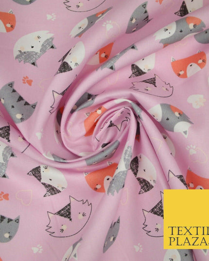 Pussycats Hearts Paws Printed 100% Cotton Poplin Fabric Craft Face Masks Dress