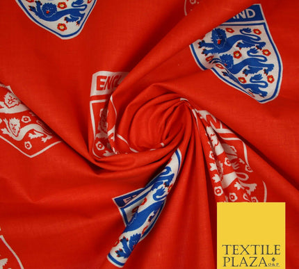 Red England Three Lions Football Emblem Badge 100% COTTON Print Fabric Masks 68"