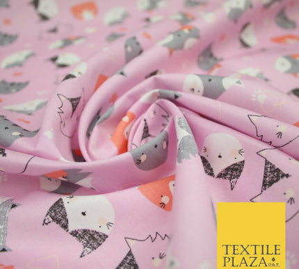 Pussycats Hearts Paws Printed 100% Cotton Poplin Fabric Craft Face Masks Dress