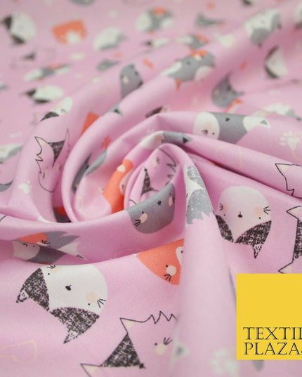 Pussycats Hearts Paws Printed 100% Cotton Poplin Fabric Craft Face Masks Dress