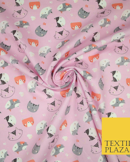 Pussycats Hearts Paws Printed 100% Cotton Poplin Fabric Craft Face Masks Dress