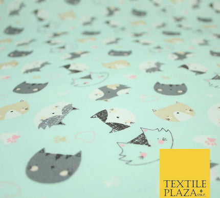 Pussycats Hearts Paws Printed 100% Cotton Poplin Fabric Craft Face Masks Dress