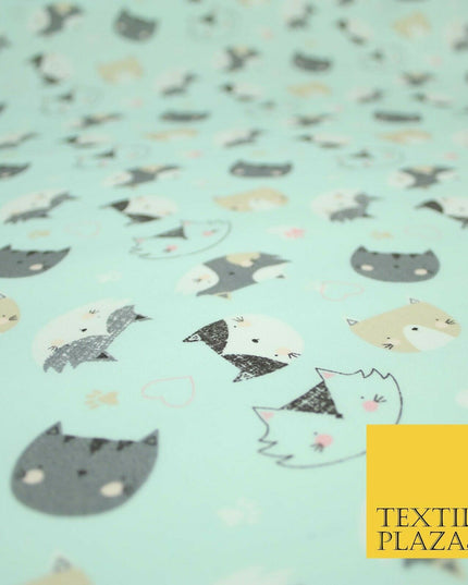 Pussycats Hearts Paws Printed 100% Cotton Poplin Fabric Craft Face Masks Dress