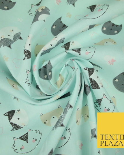 Pussycats Hearts Paws Printed 100% Cotton Poplin Fabric Craft Face Masks Dress