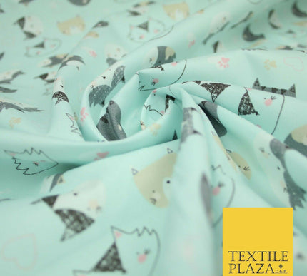 Pussycats Hearts Paws Printed 100% Cotton Poplin Fabric Craft Face Masks Dress