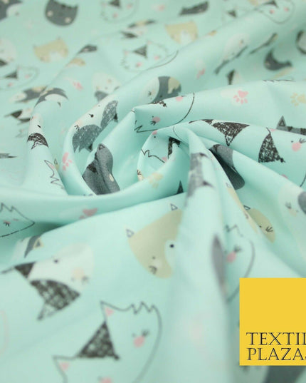 Pussycats Hearts Paws Printed 100% Cotton Poplin Fabric Craft Face Masks Dress