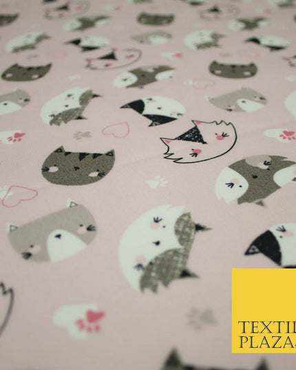 Pussycats Hearts Paws Printed 100% Cotton Poplin Fabric Craft Face Masks Dress