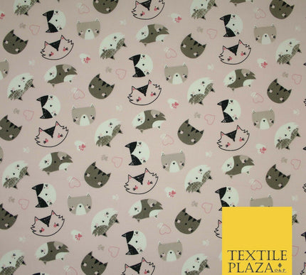 Pussycats Hearts Paws Printed 100% Cotton Poplin Fabric Craft Face Masks Dress