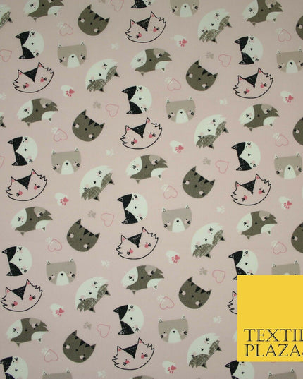 Pussycats Hearts Paws Printed 100% Cotton Poplin Fabric Craft Face Masks Dress