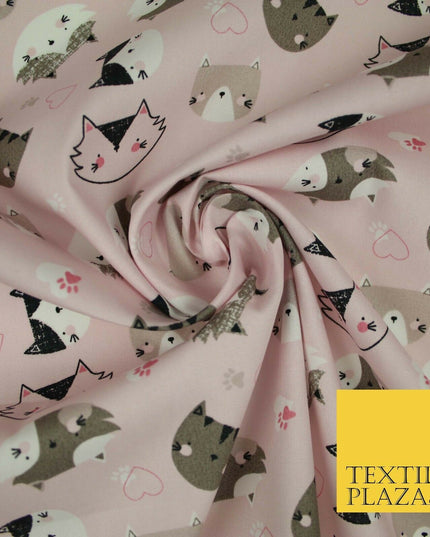 Pussycats Hearts Paws Printed 100% Cotton Poplin Fabric Craft Face Masks Dress