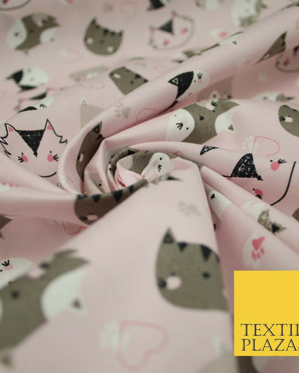 Pussycats Hearts Paws Printed 100% Cotton Poplin Fabric Craft Face Masks Dress