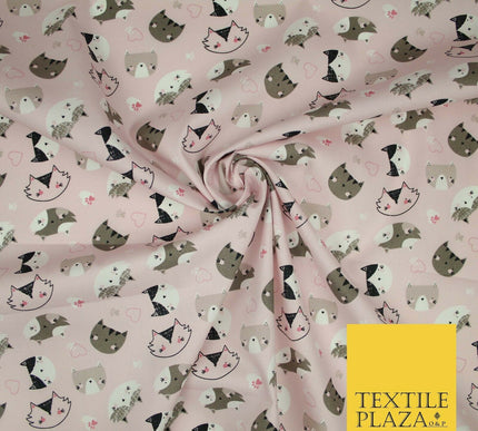 Pussycats Hearts Paws Printed 100% Cotton Poplin Fabric Craft Face Masks Dress