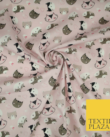 Pussycats Hearts Paws Printed 100% Cotton Poplin Fabric Craft Face Masks Dress