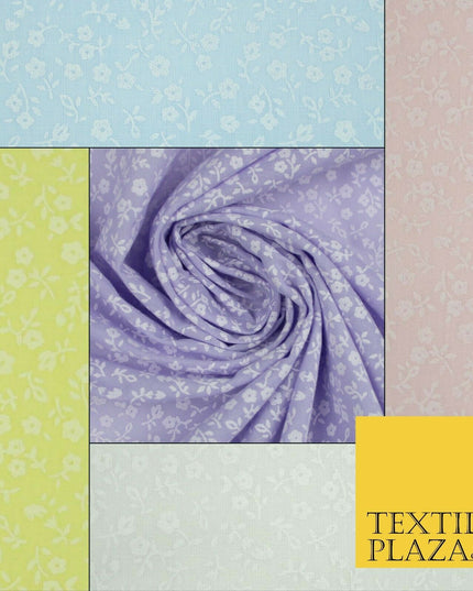 Mini Petunia Ditsy Flower Printed Pastel Poly Cotton Fabric Polycotton Craft 45"